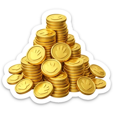 small pile of gold coins, 3D emoji style, shiny gold, no symbols, no text,  sticker