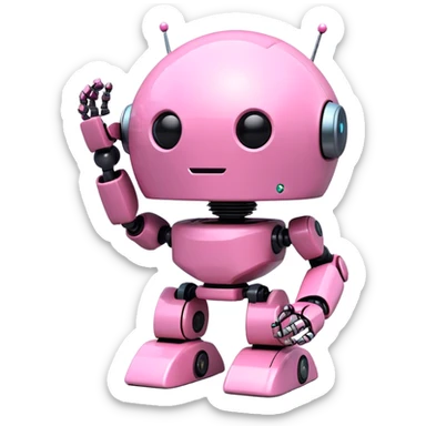 3d all-pink robotic earth sticker