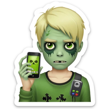 boy zombie with blonde emo hair and green skin and Vegas phones sticker