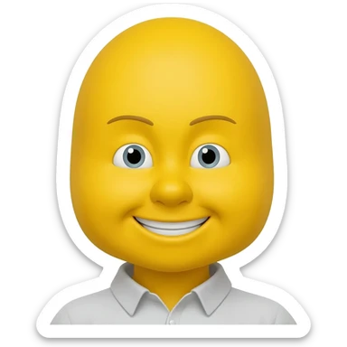 Yellow circle with no eyebrows grinning sticker