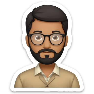 White Indian guy with glasses and a black beard sticker