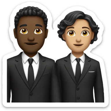 a two shot of two people wearing suits in 90's black and white movie sticker