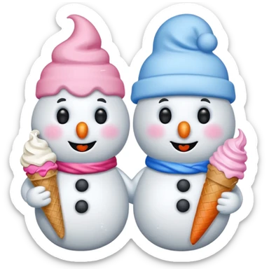 snowmen holding ice cream sticker
