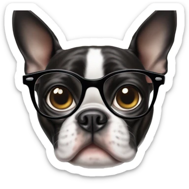 Boston terrier with glasses sticker