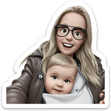 smiling girl in leather jacket sticker