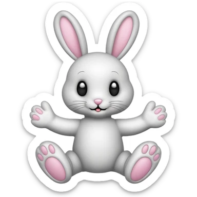 Emoji pour twitch d'une peluche lapin squelette noir faisant signe de la patte avec le texte:"Hi !" sticker