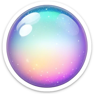  White sparkly glittery iridescent colorful transparent ball sphere orb sticker