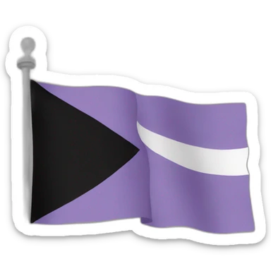 A flag with black at the top, grey next, white, then lavender sticker