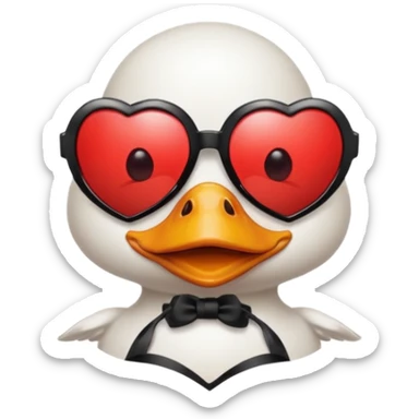 Make a frame emoji and inside it is a duck wearing red heart sunnies and the background is sky or anything blue make it like this 🌇 but what I described inside  sticker