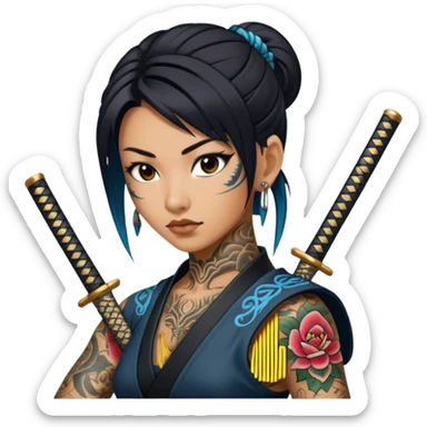 asia katana with tattoos without any person sticker