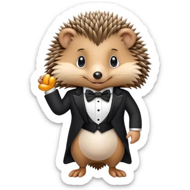 Hedgehog wearing a tuxedo sticker