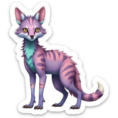 Feral Rare Fantasy light vibrant pastel warm-colored Vernid-Sergal-Genet-species by LiLaiRa, random markings, tufted ears, full body, 4 legs sticker