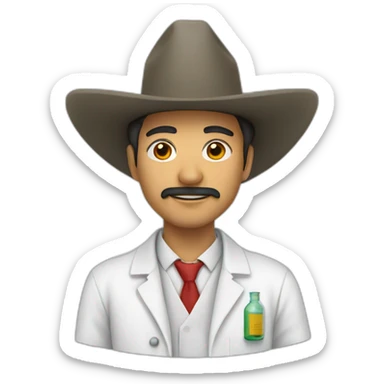 mexican scientist in a labcoat and sombrero sticker