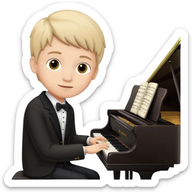 Boy playing piano  sticker