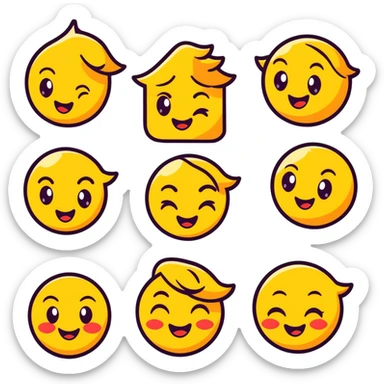 sticker style emoji combo of 5-8 pieces showing a progression of emotions: seduction, anticipation, passion, climax, and afterglow. Inspired by erotic 3D art and fan service. No text, no flags, no random animals. sticker