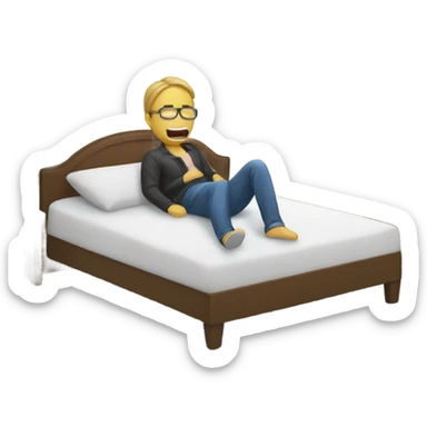 Persona acostada en su cama sticker