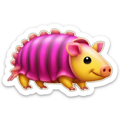 Magenta pig armadillo centipede insect with yellow and black spots gradient mottled sticker