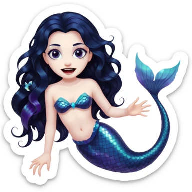 Black vampire mermaid sticker