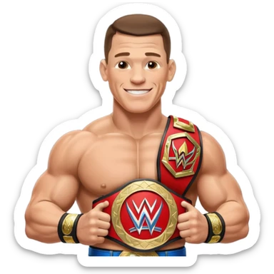 John Cena with wwe championship  sticker