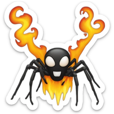 A spider with a flaming head sticker