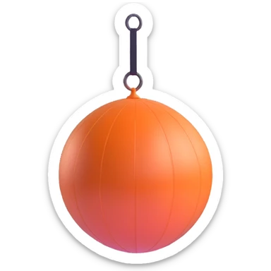 Exercise yoga ball gym equipment floating in the air, bright colors sticker