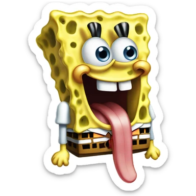 SpongeBob sticking his tongue out sticker