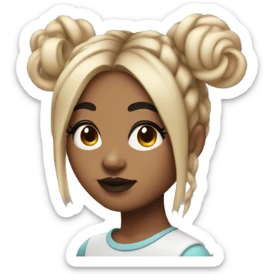 Tattooed girl with space buns and side bang sticker