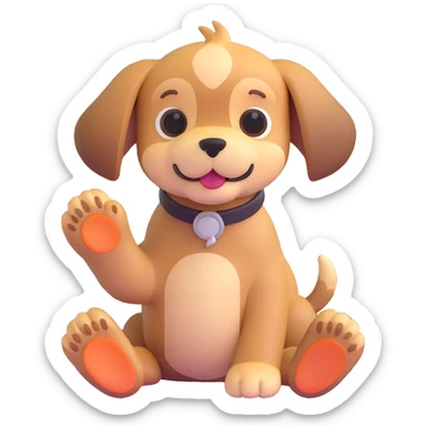 puppy showing its paws sticker