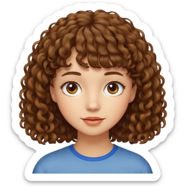 Chica rizada castaña con flequillo  sticker