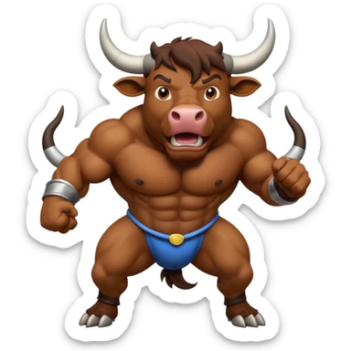 Generate a crazy bull sticker