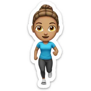 A woman with light brown skin, brown ponytail, gym clothes jogging  sticker