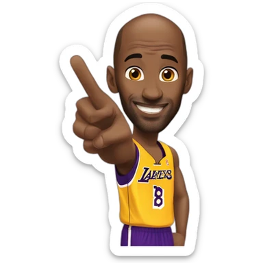 Kobe Bryant points his finger up in warning looking in camera sticker