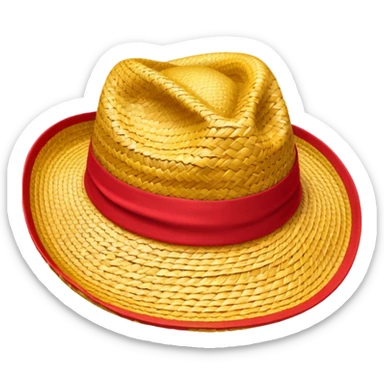 Straw hat  yellow and red sticker