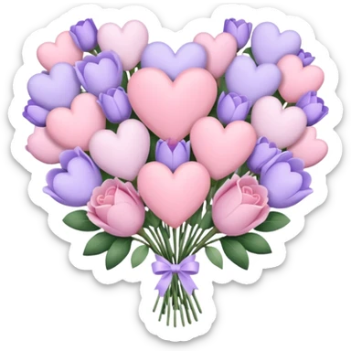 pastel heart bouquet sticker