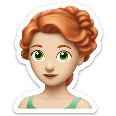Redhead ballerina with green eyes sticker