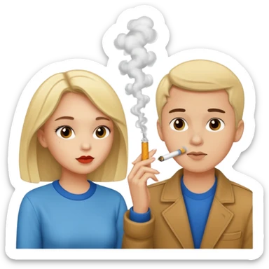A girl and a boy smoking cigarettes sticker