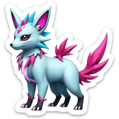 White and magenta divine holy legendary epic ethereal fantasy cyperpunk futuristic feral Zangoose-Manectric-Luxray-Umbreon-Vaporeon-Amaura-Electrike-fusion-creature  sticker