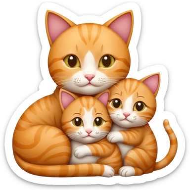 mama cat hugging her three kittens sticker