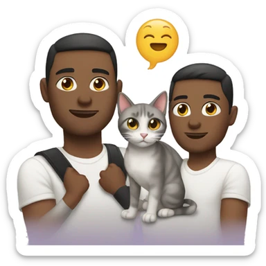 white gay couple with two cats sticker