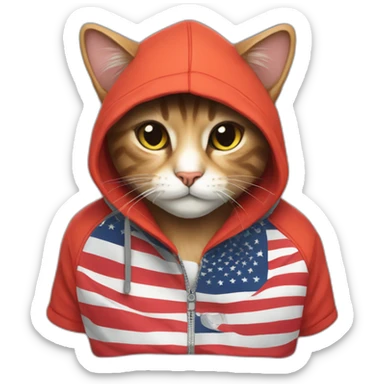 a cat wearing a hoodie with that flag🇵🇸 sticker