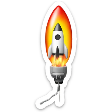 rocket with electric plug from the bottom with wire instead of fire sticker