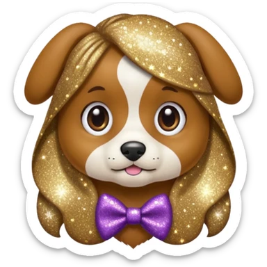 Cachorro com gravata roxa com glitter sticker