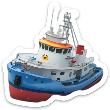 an offshore tug decorated for christmas crusing through ice pack sticker
