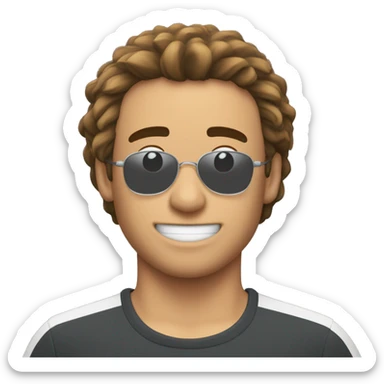 homem moreno de cabelo cacheado jogando no pc sticker