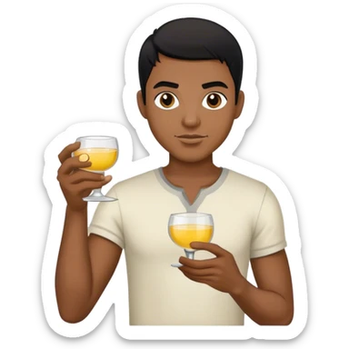 black college guy, black hair, dark eyes, holding tequila  sticker