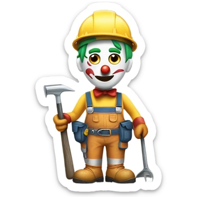 Sad clown working construction sticker