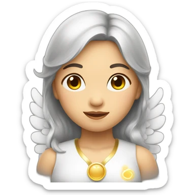 Asian female angel with halo sticker