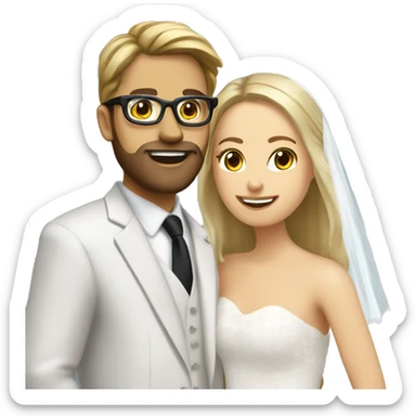 I need a groom with brown hair bown beard and googles and a blonde bride sticker