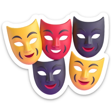 pair of theatre masks comedy and tragedy sticker