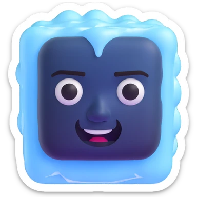 ice cube with frozen face sticker